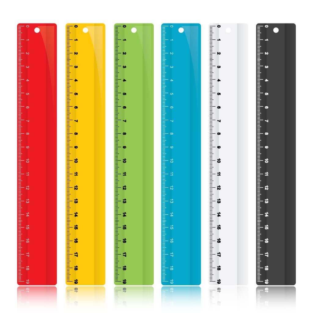 6 colored rulers