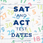 SAT and ACT test dates text on calendar image