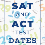 SAT and ACT test dates text on calendar image